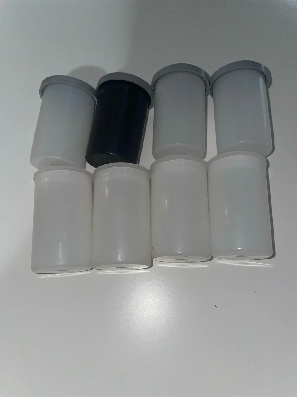 Lot of 8 Black Plastic 35mm Film Canisters
